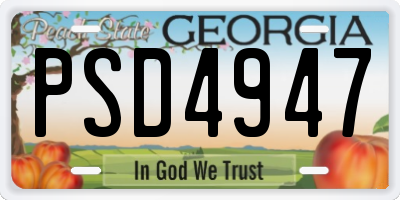 GA license plate PSD4947