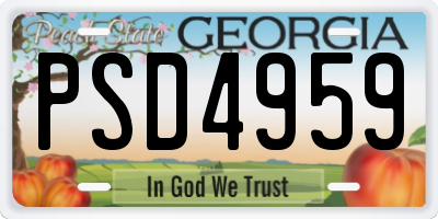 GA license plate PSD4959