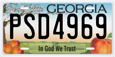 GA license plate PSD4969