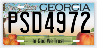 GA license plate PSD4972