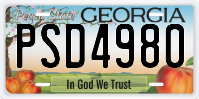 GA license plate PSD4980