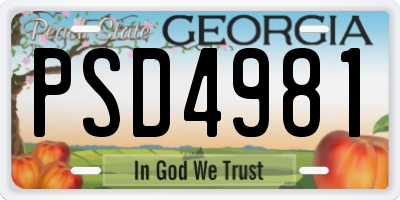 GA license plate PSD4981