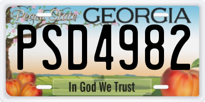 GA license plate PSD4982