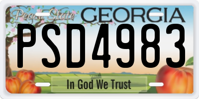 GA license plate PSD4983