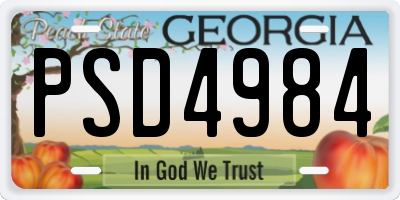 GA license plate PSD4984