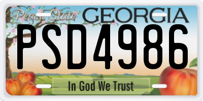 GA license plate PSD4986