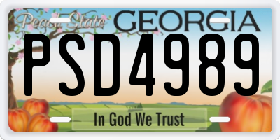 GA license plate PSD4989