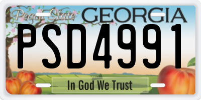 GA license plate PSD4991
