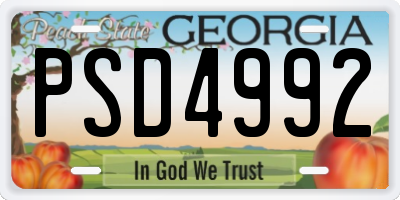 GA license plate PSD4992