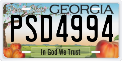 GA license plate PSD4994
