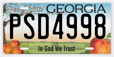 GA license plate PSD4998