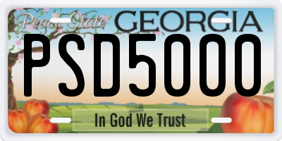 GA license plate PSD5000