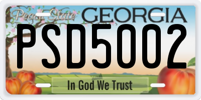 GA license plate PSD5002
