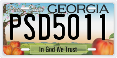 GA license plate PSD5011