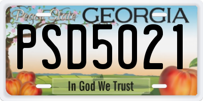 GA license plate PSD5021