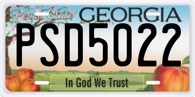 GA license plate PSD5022
