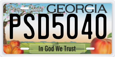 GA license plate PSD5040