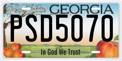 GA license plate PSD5070