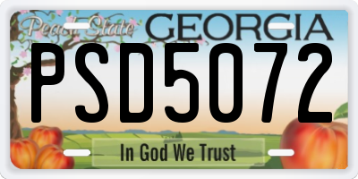 GA license plate PSD5072