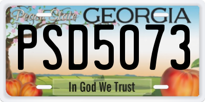 GA license plate PSD5073