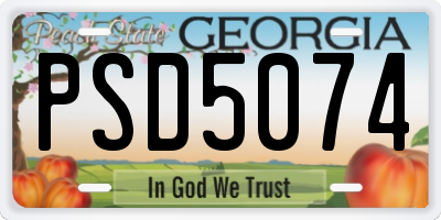 GA license plate PSD5074