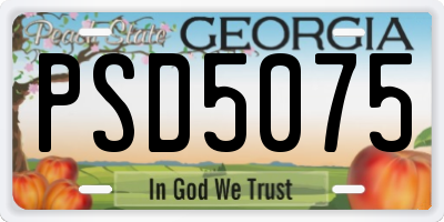 GA license plate PSD5075