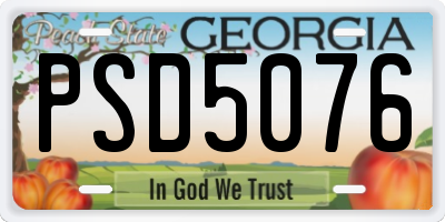 GA license plate PSD5076