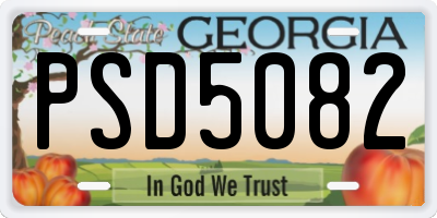 GA license plate PSD5082