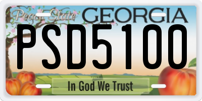 GA license plate PSD5100