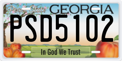 GA license plate PSD5102