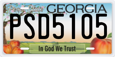 GA license plate PSD5105
