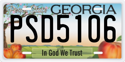 GA license plate PSD5106