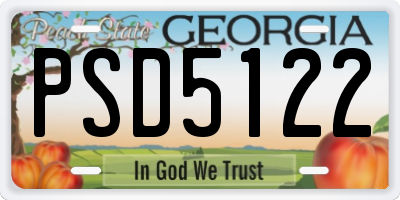 GA license plate PSD5122