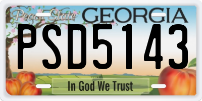 GA license plate PSD5143