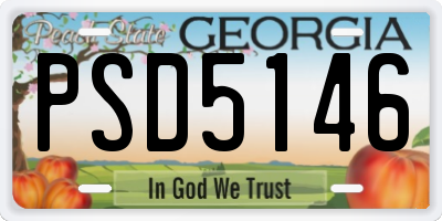 GA license plate PSD5146