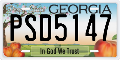 GA license plate PSD5147