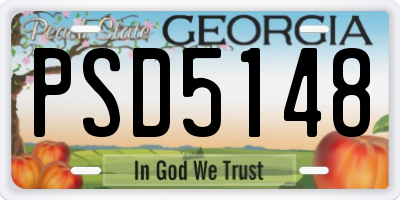 GA license plate PSD5148