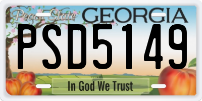 GA license plate PSD5149