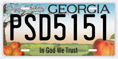 GA license plate PSD5151