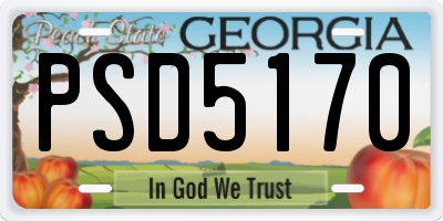 GA license plate PSD5170