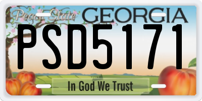 GA license plate PSD5171