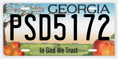 GA license plate PSD5172