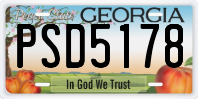 GA license plate PSD5178