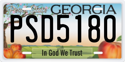GA license plate PSD5180