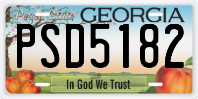 GA license plate PSD5182