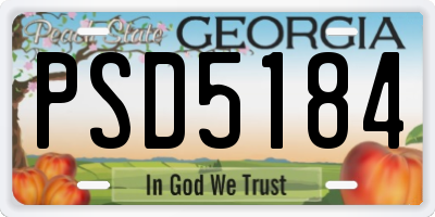 GA license plate PSD5184