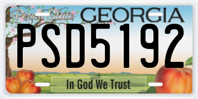 GA license plate PSD5192