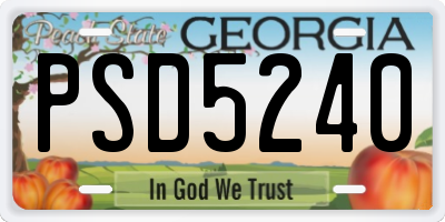 GA license plate PSD5240