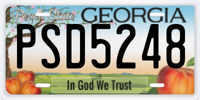 GA license plate PSD5248