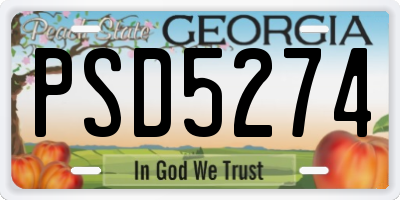 GA license plate PSD5274